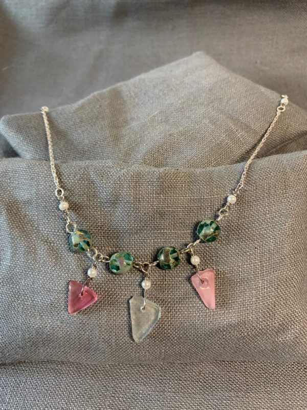 12028 - Sterling Silver and Sea Glass - Glass Necklace