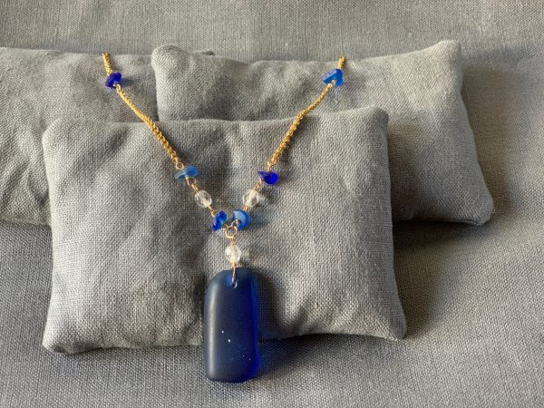 12029 - Gold and Blue - Glass Necklace