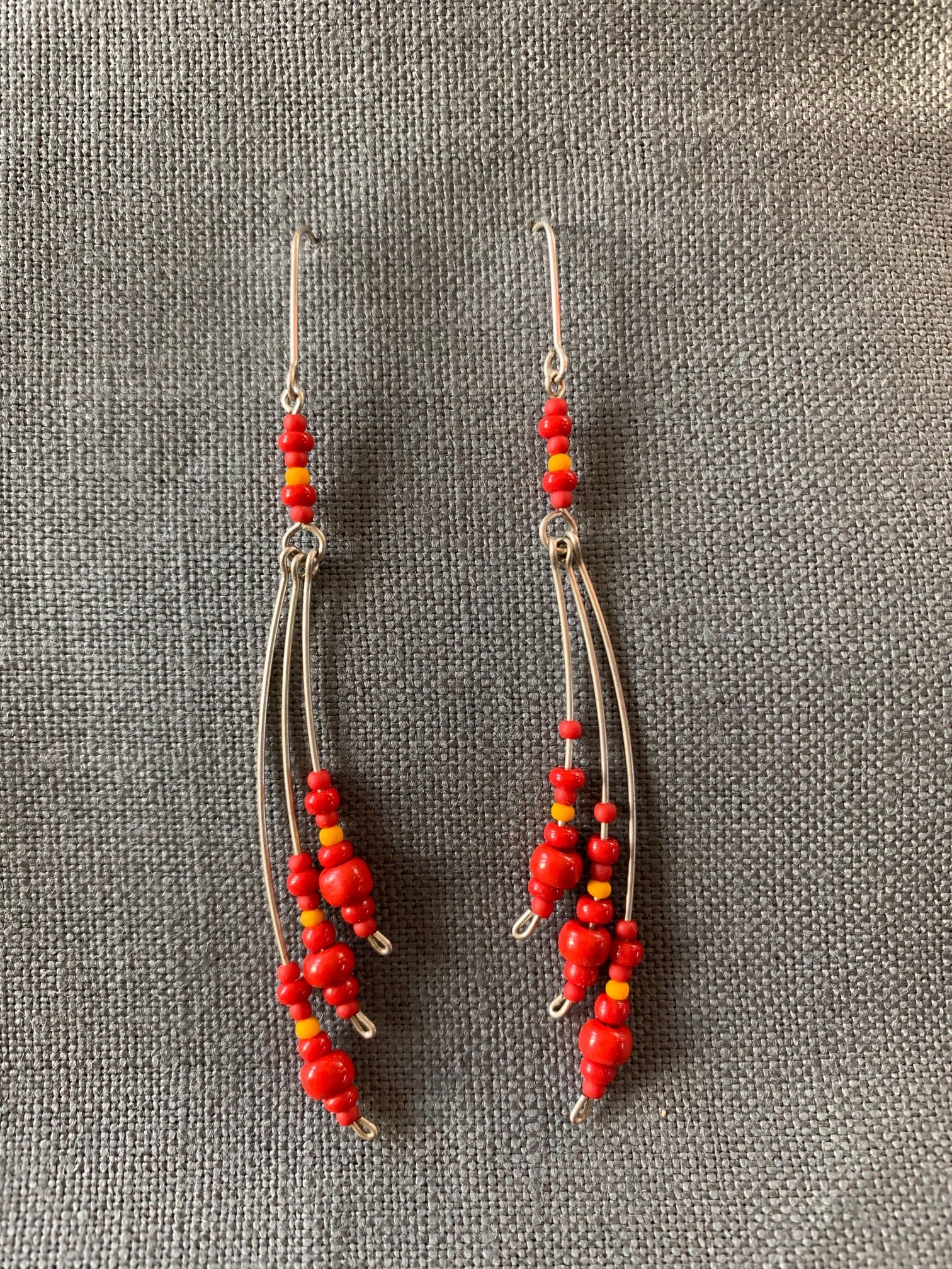 Vibrant Beads and Sterling Silver – Dangle Earrings – For The Fun of Art